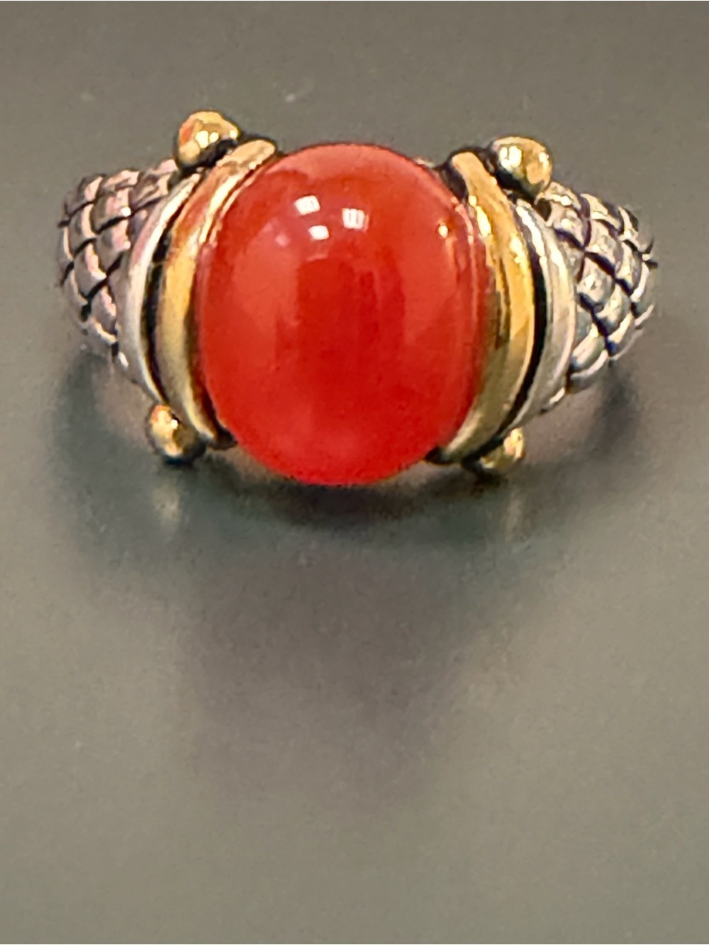 925 Sterling Silver and Carnelian Ring Size 10